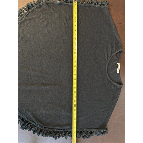 Paris El Moi Collection Black Tassel-Trim Poncho S/M Lightweight - Picture 7 of 8